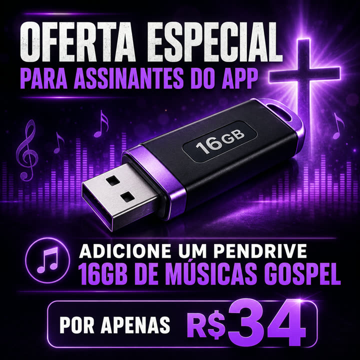 Adicione um pendrive de 16 GB de músicas gospel por apenas R$ 34
